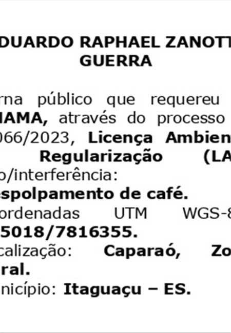 Licenciamento Ambiental de Regularização (LAR) - Eduardo Raphael Zanotti Guerra 